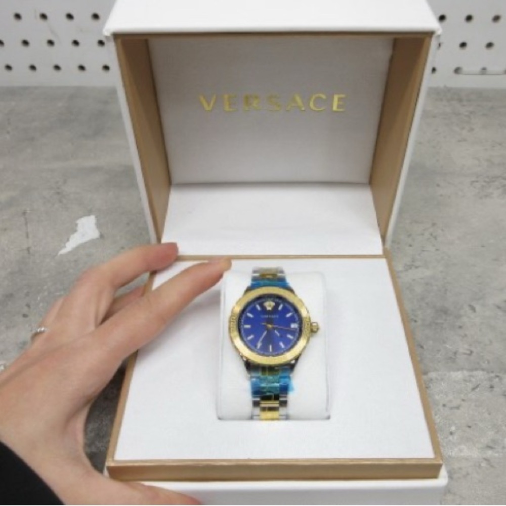Versace Gold and Blue Timepiece